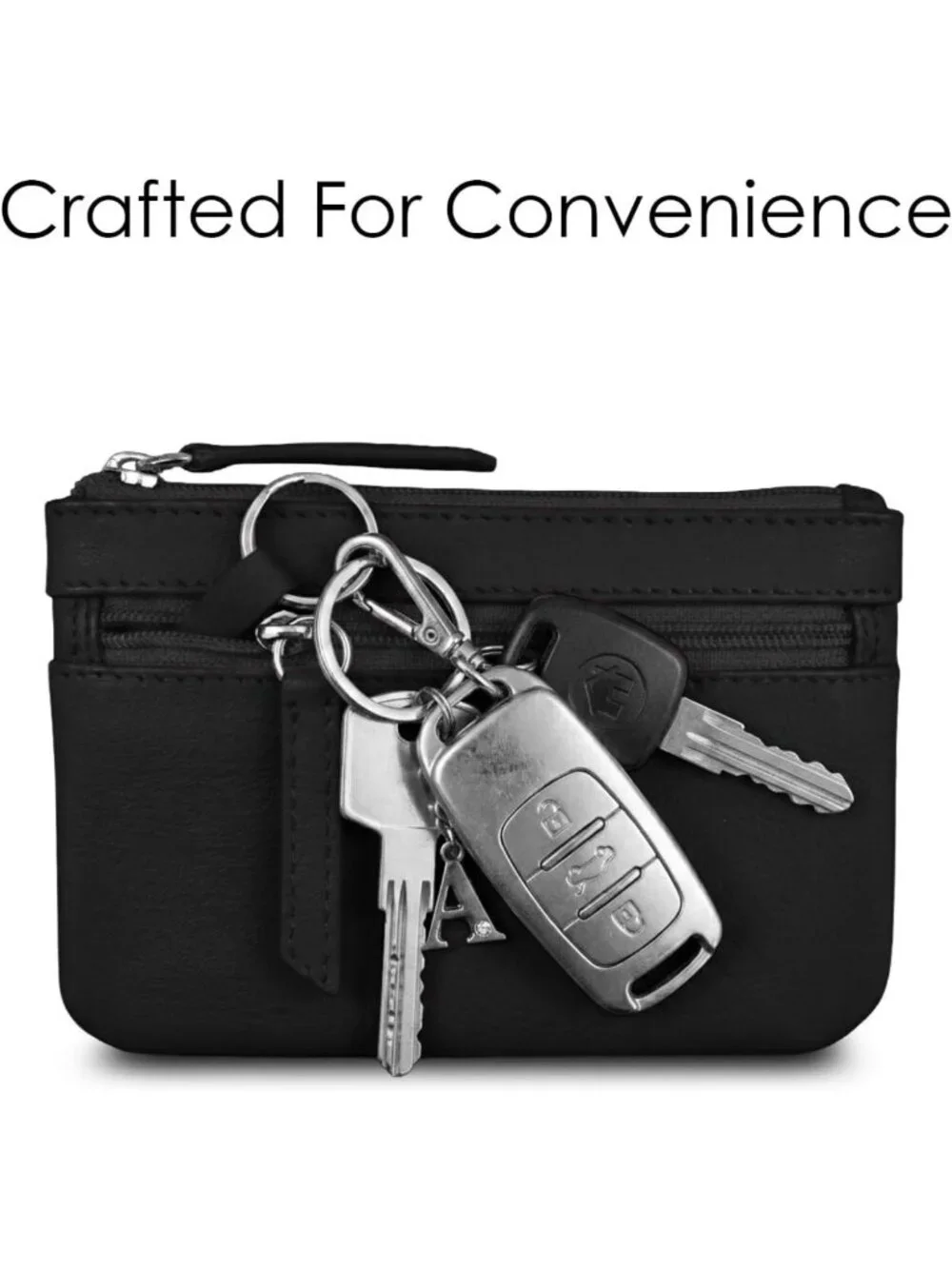 Compact Leather Coin Purse with Key Ring & RFID Protection - Travel & Everyday